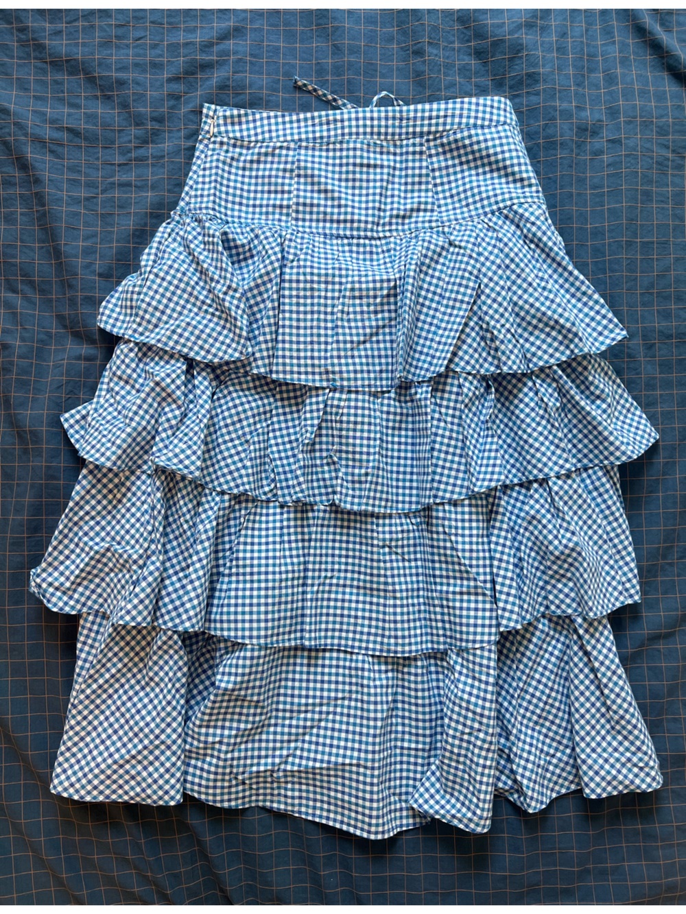 Urban outfitters Blue Gingham Tiered Ruffle Skirt - size s - Picture 8 of 9
